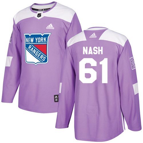 Adidas Rangers #61 Rick Nash Purple Authentic Fights Cancer Stitched NHL Jersey - Click Image to Close